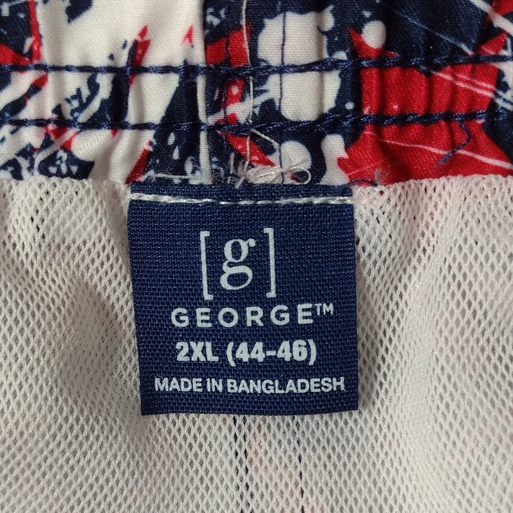 George Men's Navy Red White Firework Print Swim Shorts Size (2X)